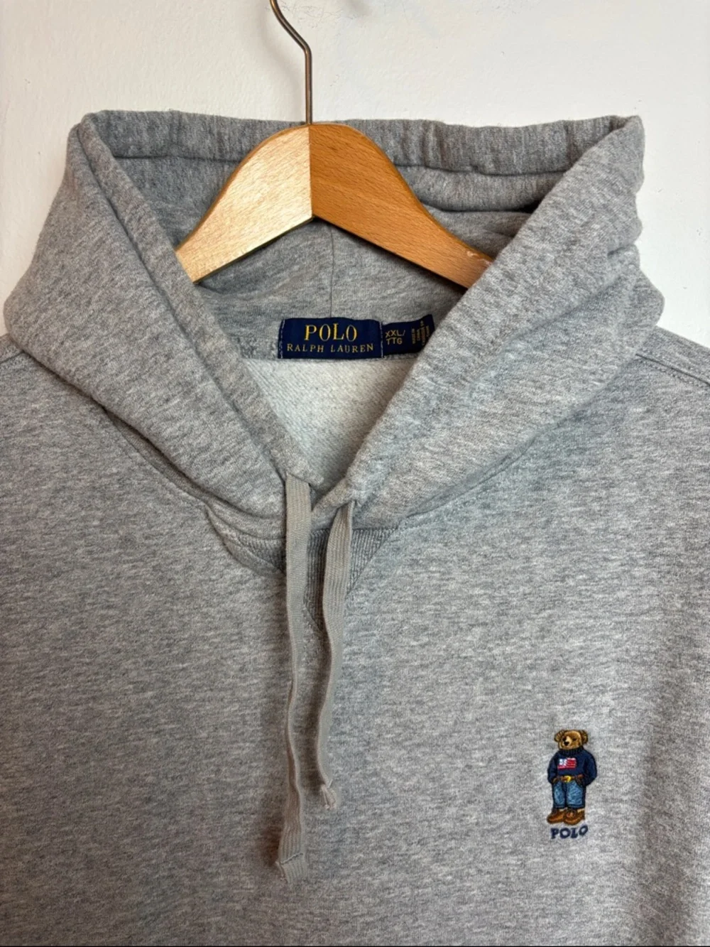 Polo Ralph Lauren Men’s XXL Polo Bear Fleece Hoodie Heathered Gray Pullover‎